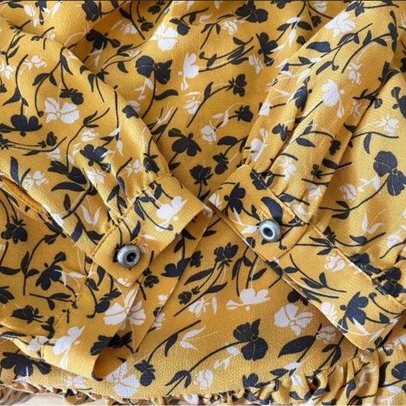 🥳HP🥳 Anthropologie Cheyenne Yellow Gold Floral Peplum Swing Boho Blouse - Picture 9 of 13